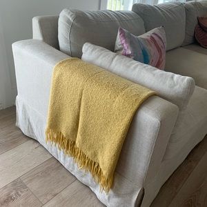 West Elm mustard colored-lightweight throw blanket